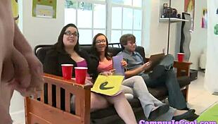 Sweet college coeds get fucked in missionary position