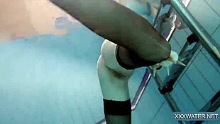 i admire petra, the hot hungarian teen, in the pool.