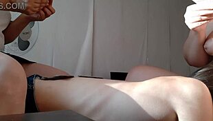 Girlfriend And I Play Cards While Slave Intensely Licks My Pussy In BDSM Session