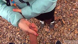 married wife in tight pantyhose gets outdoor fuck and cum mouthful