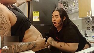 Intensely fucks stepbrother's wife in the kitchen passionately
