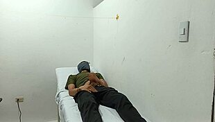 the kinky doctor strokes his cock in the office, getting all worked up.