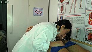 Latina nurse says, 'I'm excited by your erection, let's deepthroat'