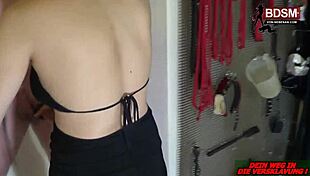 German femdom ballbusting in latex