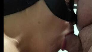 sabrinafoxy, the colombian latina, starts the week with a great blowjob for her boyfriend, swallowing his hot cum.