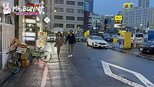 Couple plays bunny challenge game outdoors