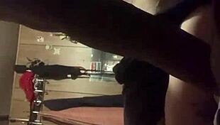 Pounding her pussy deep with big black cock