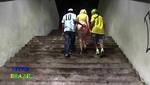 blonde slut loves double penetration after copa game