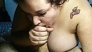 Intense blowjob session with my deserving boyfriend featuring big natural tits