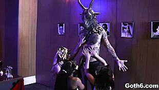 Crazy Goth Teens Share Giant Dick In Foursome