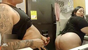 Intensely fucks stepbrother's wife in the kitchen passionately
