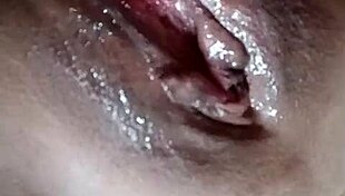 Juices of pleasure flow in lesbian squirting session