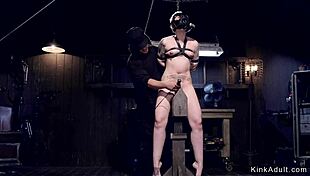 The blonde slave got tied up in doggy bondage, her master caning her roughly in a hardcore session