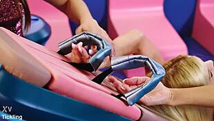 Beautiful Blonde Model Candee Licious Gets Giggles During Feet Tickling Challenge With Talia Mint