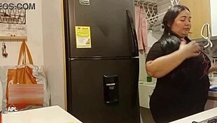 Intensely fucks stepbrother's wife in the kitchen passionately
