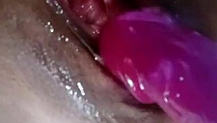 Juices of pleasure flow in lesbian squirting session