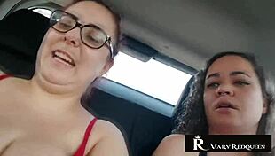 natasha sub sparks a wild chat in the car, flashing and talking with the redhead milf.