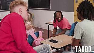 Detention Chaos As Teacher And Delinquents Cum On Haley Spades