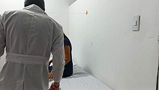 the kinky doctor strokes his cock in the office, getting all worked up.