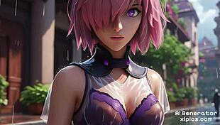 fate grand order mash kyrielight in a subtle nude cartoon collection