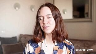 Anca bends over for a deep dildo insertion into her shaved pussy