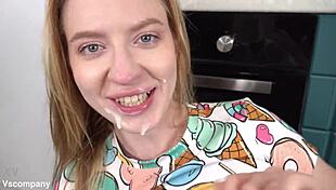 Cute Blonde Teen 18+ Crystal Takes Big Cock in Ass - Anal Orgasm