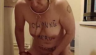 Submissive slave endures humiliation in auto-session with urophilia