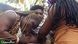 Enjoying outdoor fun with ebony ladies