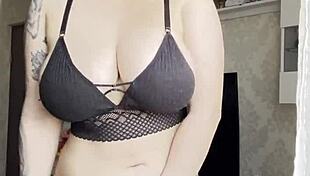 Blonde in Lingerie Touches Pussy