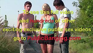 Young Cute Teen Blonde Girl Public Street Sex Threesome Gangbang