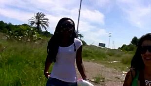 black milf riding cock in outdoor