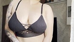 Blonde in Lingerie Touches Pussy