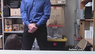 beautiful tattooed brunette caught fucking in the office