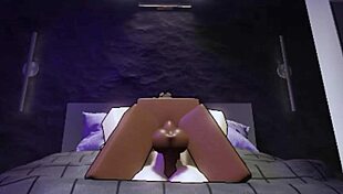 В студии она скачет на большом черном члене, ее большая жопа и сиськи подпрыгивают