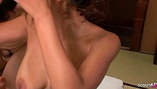 Japanese teen seduces with big saggy tits for creampie 😍