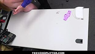 Tiny teen shoplifter Mazy Myers gets fucked by officer Mike Mancini after strip search.