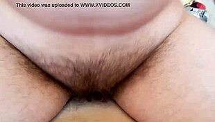 Hairy Mature Milf Rides Cock with Her Chubby Ass and Fat Legs Spread Wide