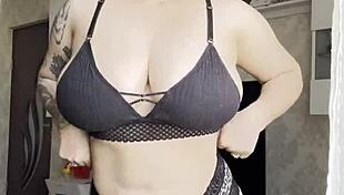 Blonde in Lingerie Touches Pussy