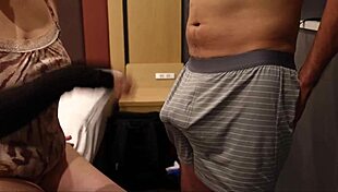 perverted slut rubs penis and balls to erect then slaps hard