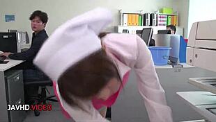 Asian Office Lady Chihiro Akino Delivers Hardcore Blowjob For Sizzling Creampie