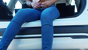 need a piss stop? asian girl tina sucks cock roadside in jeans