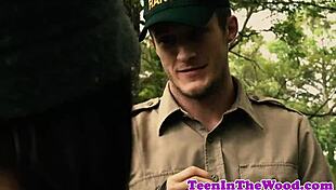 Petite teen gets hard banged by crazed ranger in extreme group scene