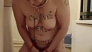 Submissive slave endures humiliation in auto-session with urophilia