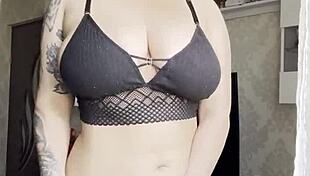 Blonde in Lingerie Touches Pussy