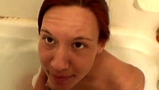 amateur gf misty gives close up blowjob in bath