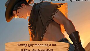 Young guy moaning a lot during solo orgasm