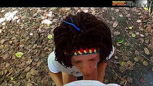 My pov blowjob and handjob in public park till cum in mouth