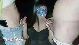 Feeling Thrilled In The Park At Night, I Fucked Those Weird Guys For My Cuckold's Video