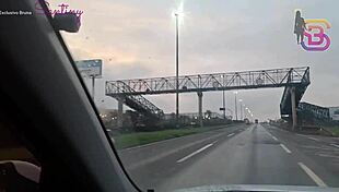 Wife Flashes Huge Cock in Car