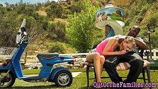 Teen sucks and fucks ebony stepdad 😏